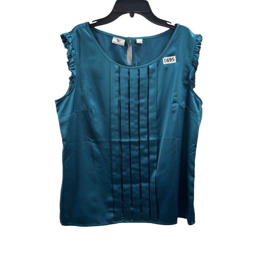 Worthington Women Blouse  Size L Sleeveless, Color Turquoise , Button Back